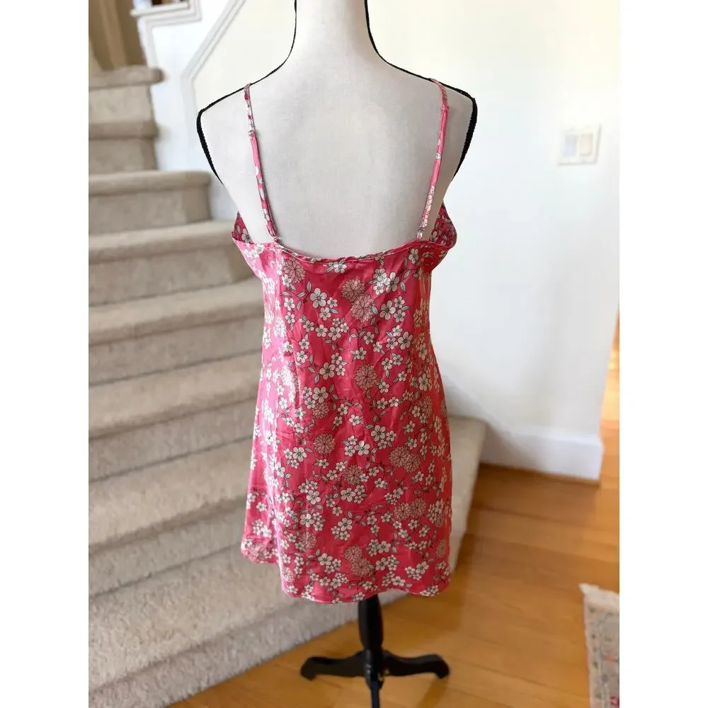 Vintage Y2K Pink White Baby Blue Floral Mini Baby Doll Slip Dress Coquette - Picture 4 of 6